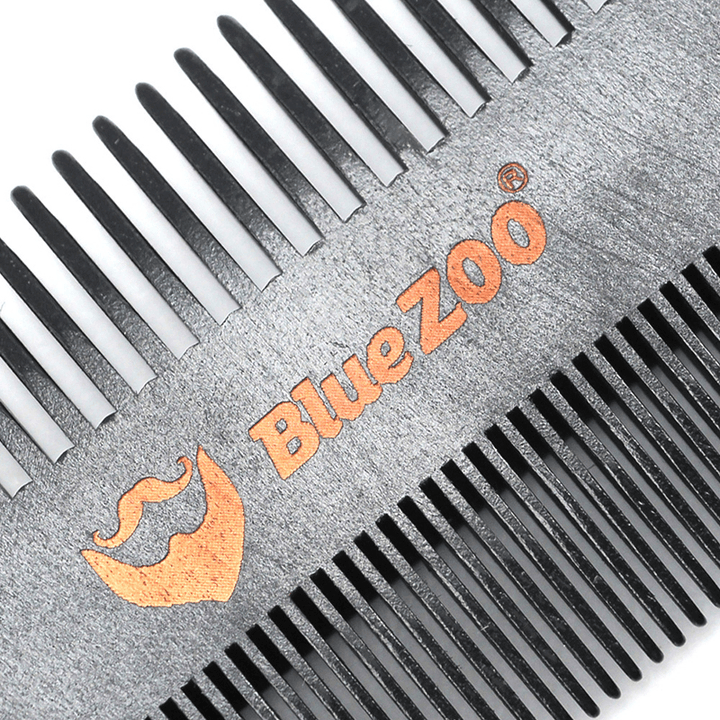 Pear Wood Beard Double Comb + PU Leather Bag Anti-Static Beard Care Comb Men'S Portable Hair Brush - Trendha