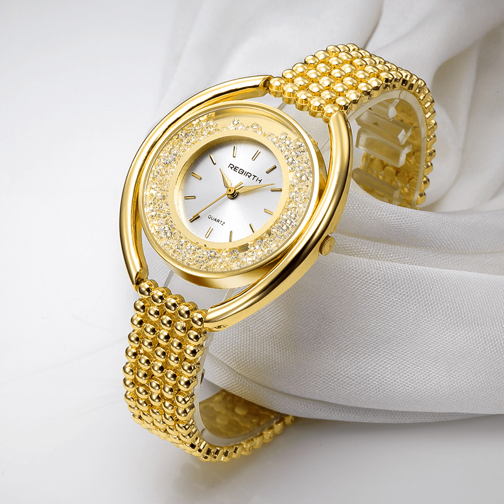 REBIRTH RE079 Fashion Women Quartz Watch Ladies Luxury Diamond Steel Strap Bracelet Watch - Trendha