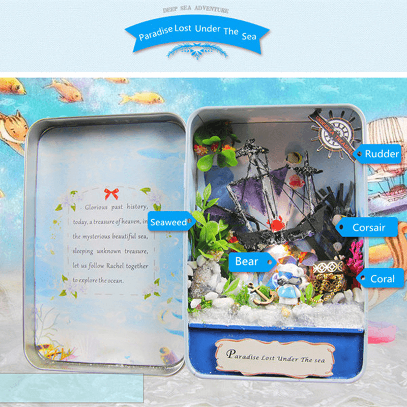 Hoomeda E005 Paradise Lost under the Sea DIY Dollhouse Kit Box Theater Collection Gift - Trendha