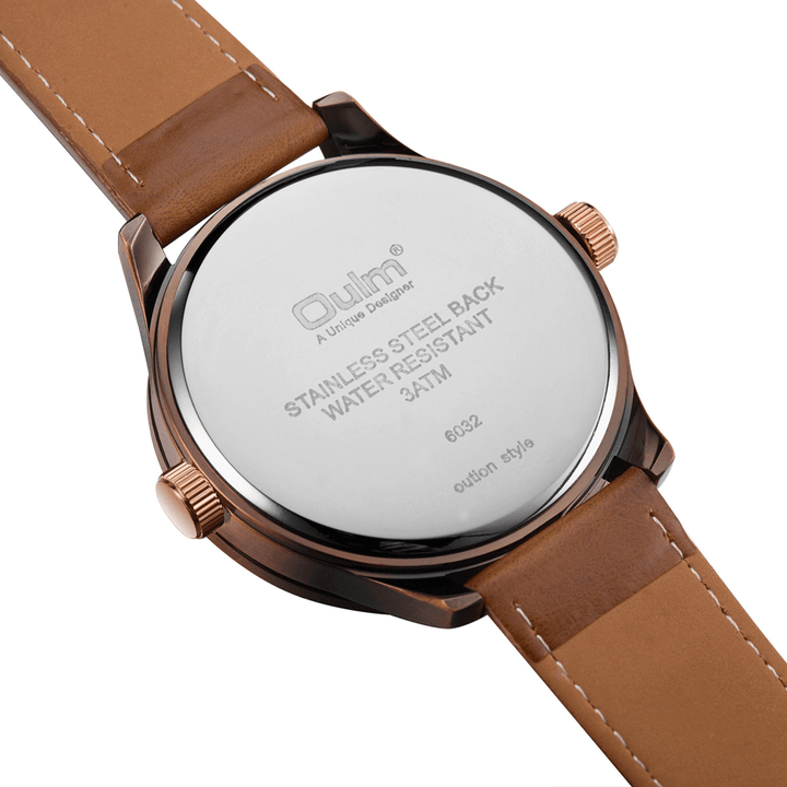 OULM HP6032 Big Dial Creative Men Wrist Watch Leather Watch Band Quartz Watches - Trendha