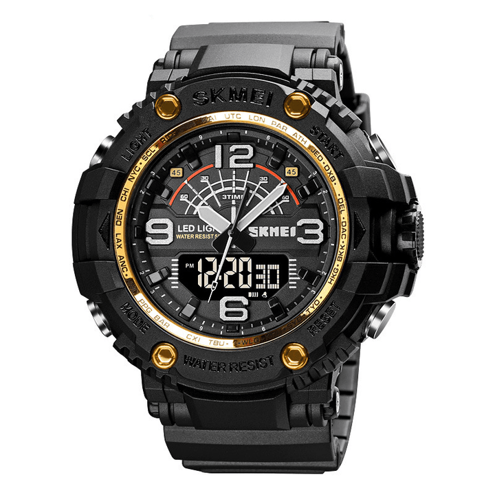 SKMEI 1617 LED Light Sport Men Digital Watch 5ATM Waterproof Stopwatch Camouflage Dual Display Watch - Trendha