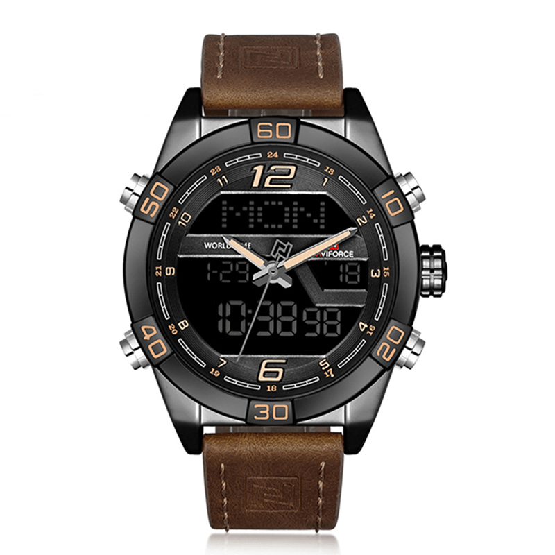 NAVIFORCE 9128 Dual Display Digital Watch Chronograph Men Alarm Sport Wrist Watch - Trendha