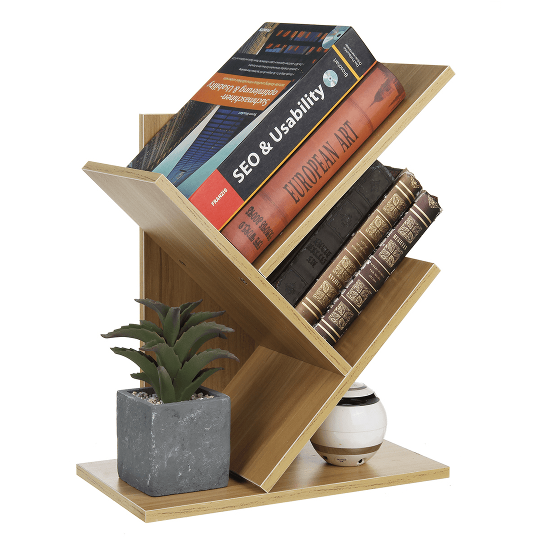 3/5 Layers Small Bookshelf Tree-Shaped Multi-Layer Wooden Storage Rack Standing Shelves Home Office Desktop Bookcase Simple Children'S Room Decor - Trendha