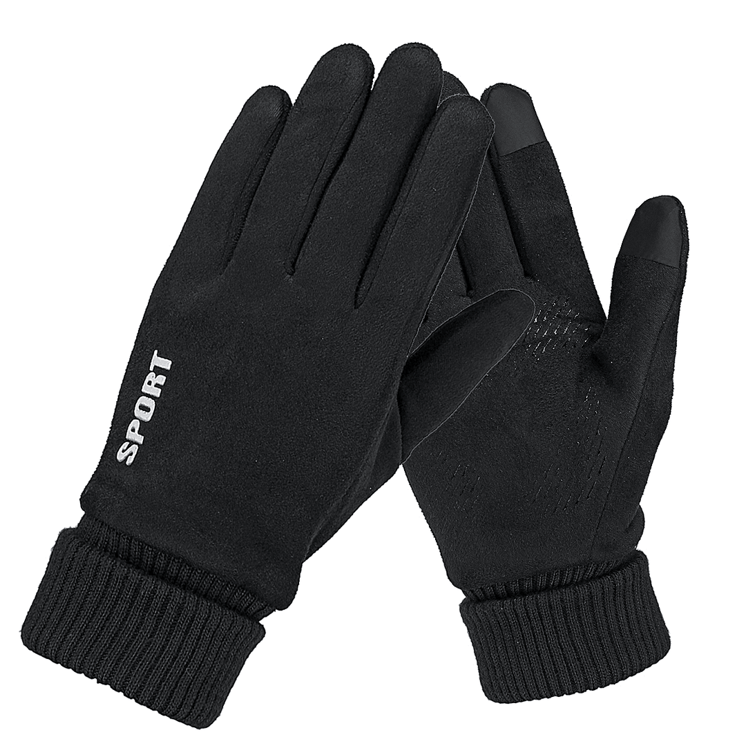 Womens Mens Winter Suede Gloves Touch Screen Windproof Thermal Warm Outdoor Driving Skiing Gloves Mittens - Trendha