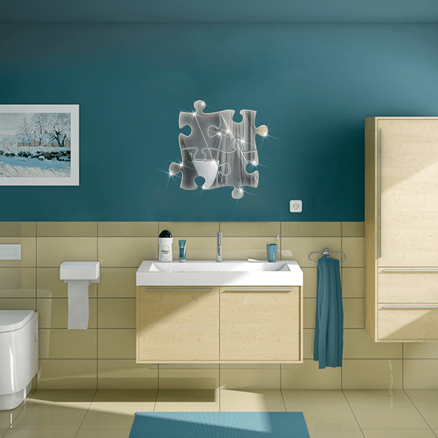 Honana BX-215 Removeable Bathroom Mirrors Sticker Puzzles DIY Mirror Wall Sticker Acrylic Solid - Trendha