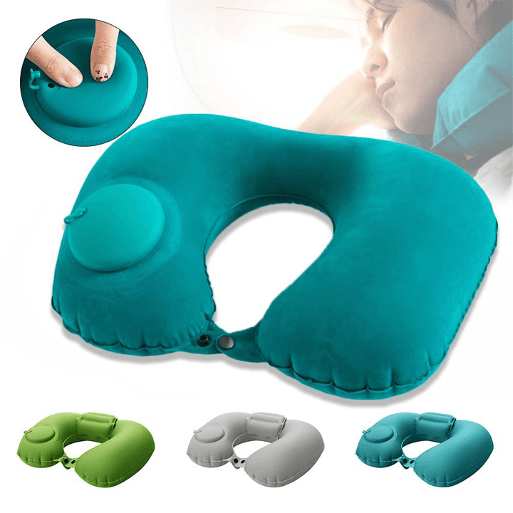 Press-Inflatable U-Shaped Pillow Functional Air Travel Cushion Office Travel Pillow Creative Portable Neck Pillow - Trendha