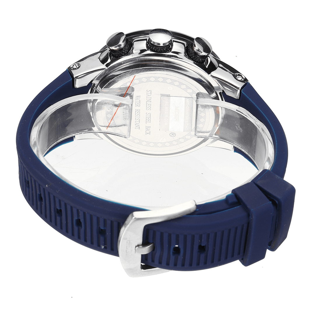 MEGIR 2106 Luminous Dial Calendar Chronograph Silicone Strap Men Waterproof Sports Quartz Watch - Trendha