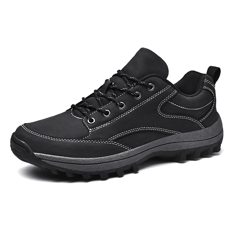 Men Microfiber Leather Non Slip Soft Sole Outdoor Hiking Shoes - Trendha