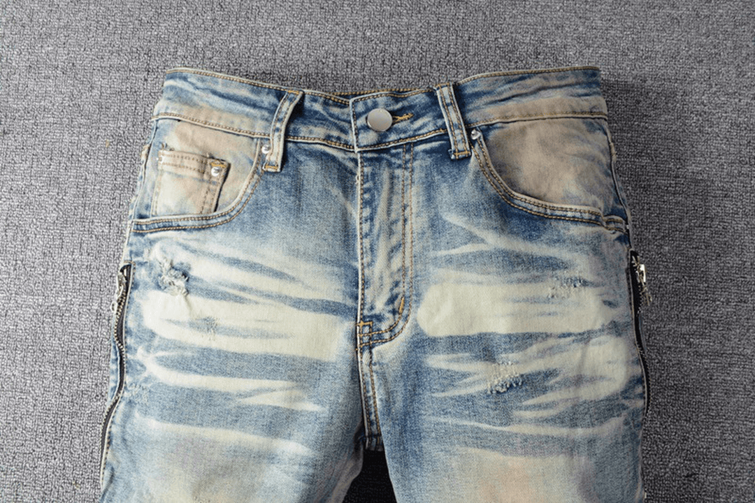 Slim-Fit Jeans with Knee Stitching - Trendha