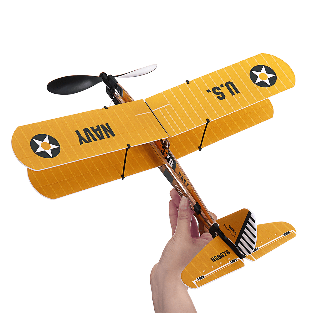 STEM ZT Model 18 Inches STEARMAN Rubber Band Powered Aircraft Model Plane Toy - Trendha
