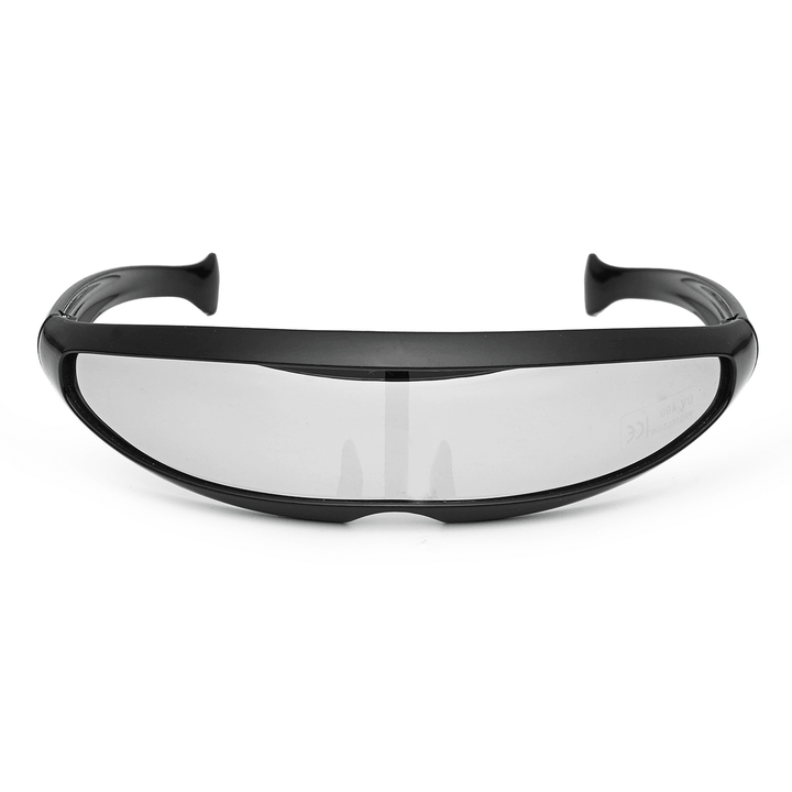 Party Glasses Novelty Futuristic Cyclops Mirrored Sunglasses Monoblock Alien - Trendha