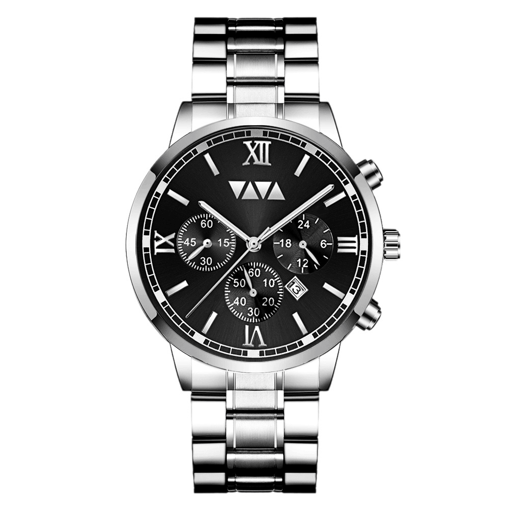 VA VA VOOM VA-2142 Fashion Men Watch Waterproof Date Display Stainless Steel Strap Quartz Watch - Trendha