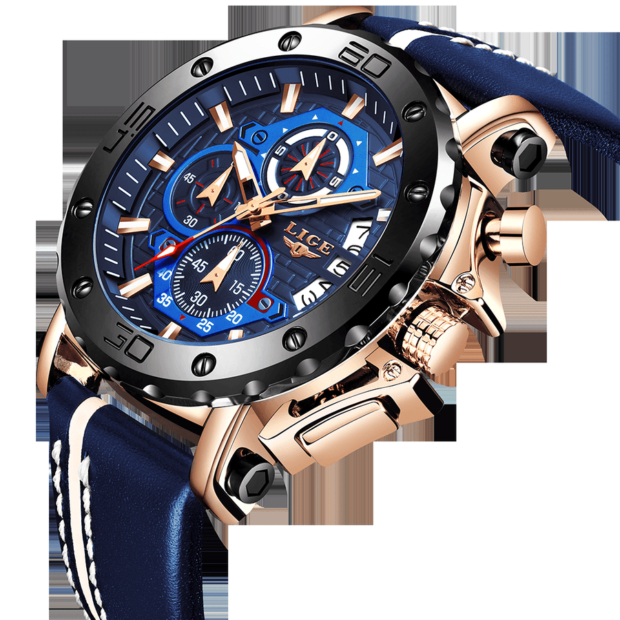 LIGE 9996 Fashion Men Luminous Display Watch 30M Waterproof Quartz Watch - Trendha