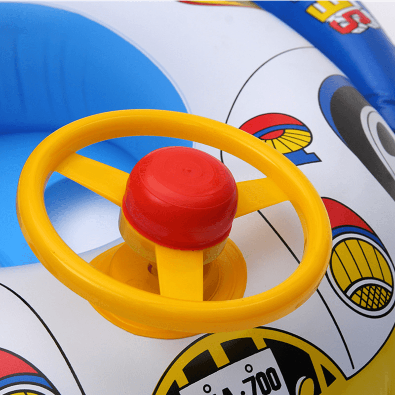 69*65Cm Cartoon Children'S Swimming Ring Environmentally Friendly Pvc Thickened Inflatable Swimming Ring Steering Wheel Horn Swimming Boat - Trendha