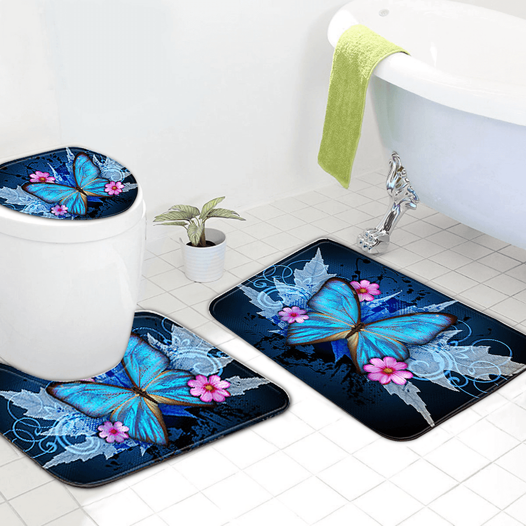 3Pcs/Set Different Sizes Washable Anti-Slip Bathroom Mat Shower Floor Toilet Rug Carpet - Trendha