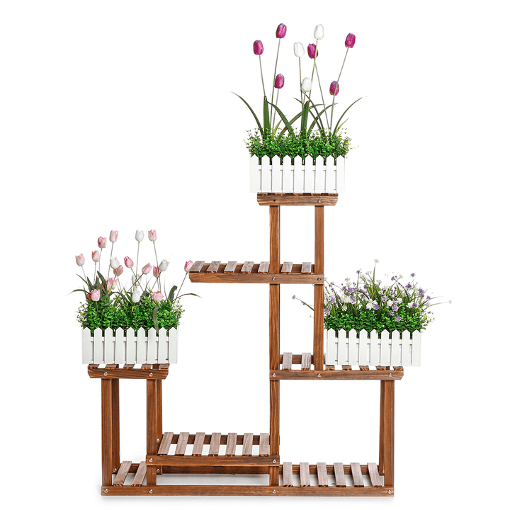 Multi Tier Wood Flower Rack Plant Stand Wood Shelves Bonsai Display Shelf Indoor - Trendha