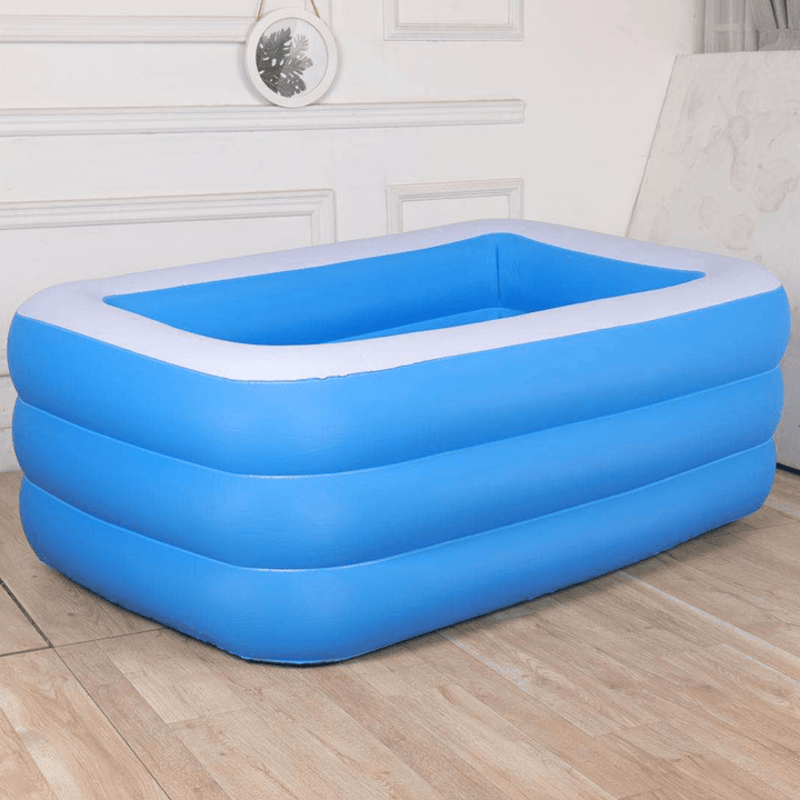 3-Layer Blue and White Inflatable Foldable Portable Swimming Pool Bathtub for Adult Children Home - Trendha