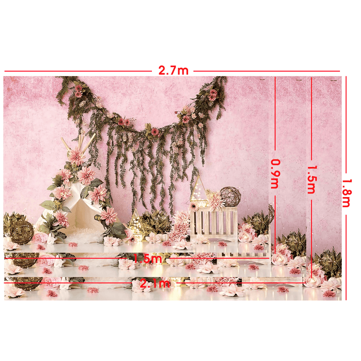 5X3Ft 7X5Ft 9X6Ft Flower Decor Pink Wall Photography Backdrop Background Studio Prop - Trendha