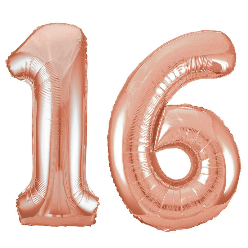 Large Birthday Party Number 16 Foil Balloon Helium Air Decoration - Trendha