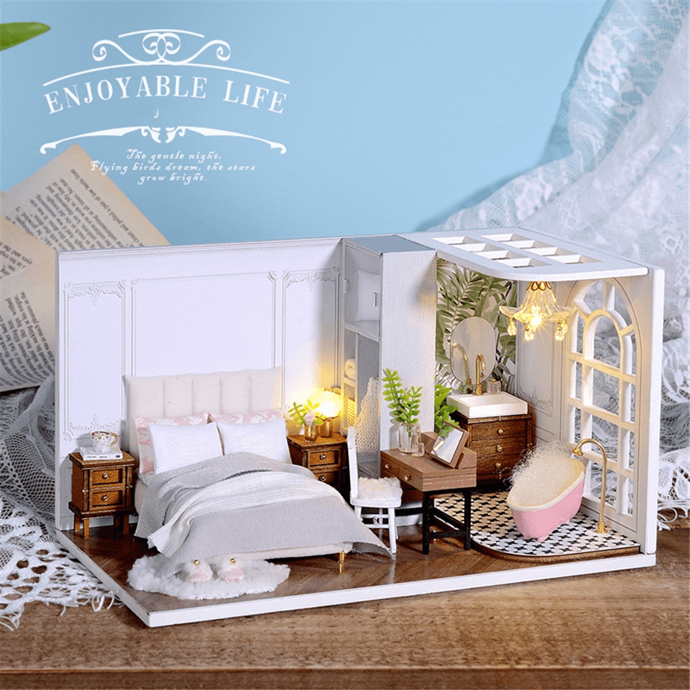 CUTE ROOM DIY QT-011-B Lazy Daily Doll House 1:32 Miniature Landscape Home Creative Gifts with Dust Cover and Furniture - Trendha