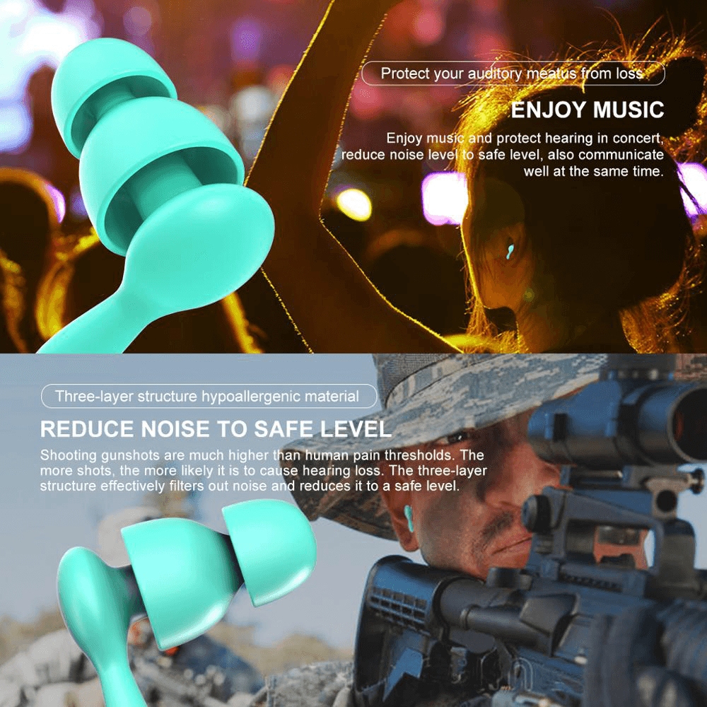 2 Pairs/Pack Anti-Noise Ear Plug Sound Insulation Ear Protection Earplugs Sleeping Plugs Waterproof Silicone Swim Earplugs Soft - Trendha