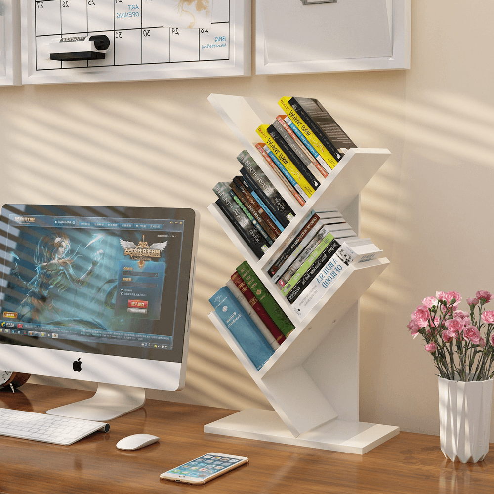 Creative Color Storage Shelf 3 Layers Tree-Shaped Bookshelf Simple Shelf Desk Storage Rack for Home Office - Trendha