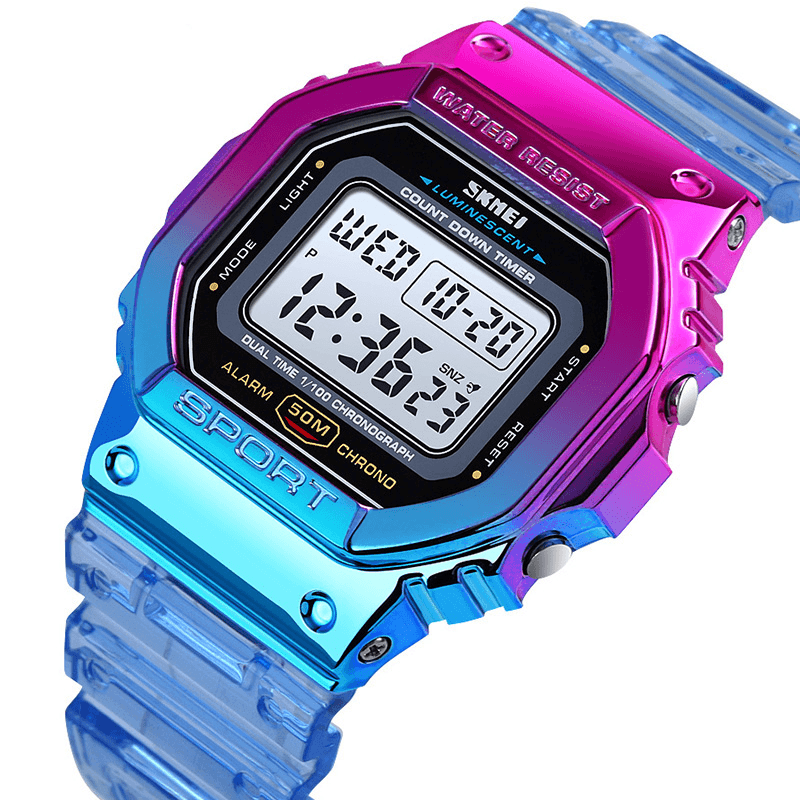 SKMEI 1622 Dazzling Women Digital Watch Fashionable Alarm Chronograph Sport Wrist Watch - Trendha