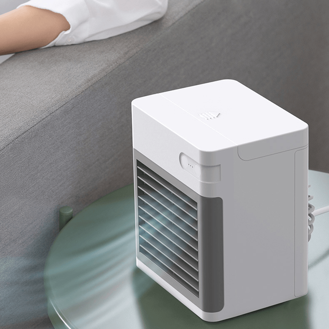 Mini Air Conditioner Fan 400Ml Water Tank USB Fan Cooler Humidifier Colorful Night Light Camping Travel Bedroom - Trendha