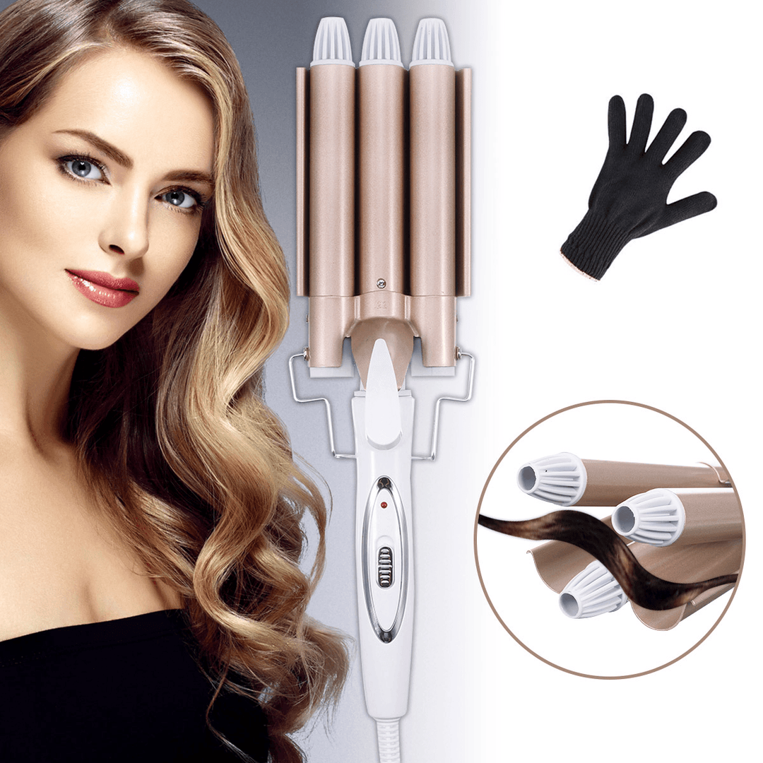 3 Barrels Hair Curling Iron Automatic Perm Splint Ceramic Hair Curler Hair Waver Curlers Rollers Styling Tools Hair Styler Wand - Trendha