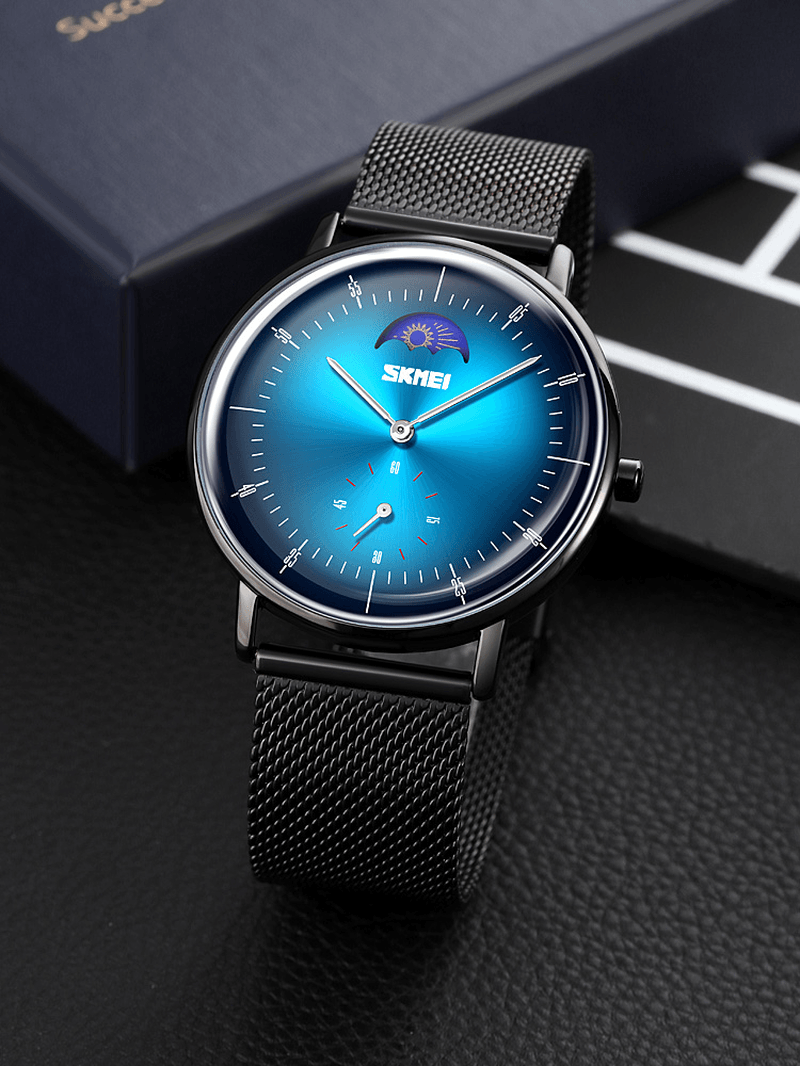 SKMEI 9245 Fashion Business Stainless Steel Watch Strap 3ATM Waterproof Male Quartz Watch - Trendha