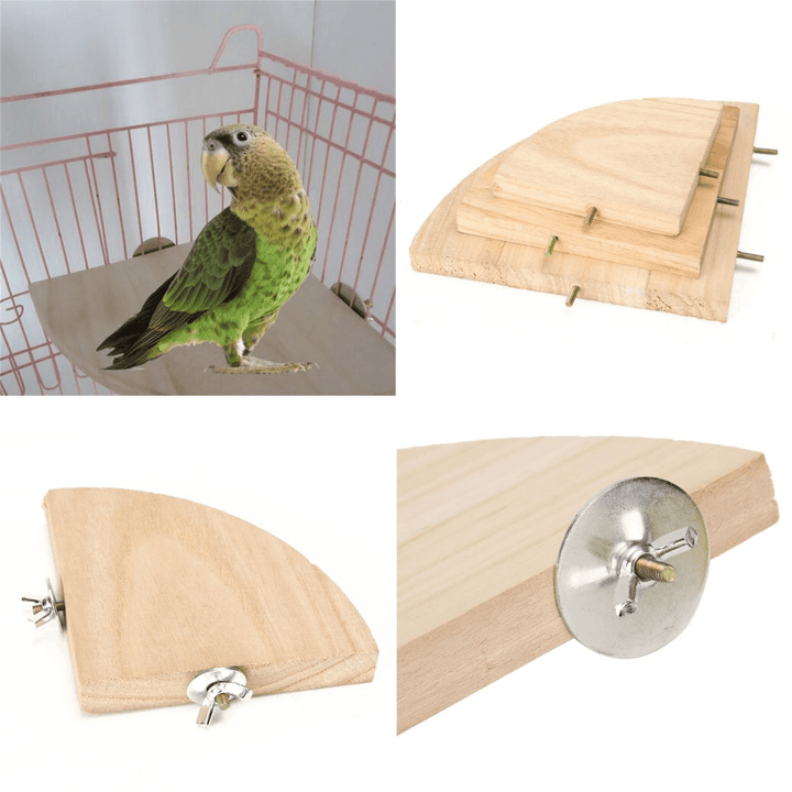 Wooden Coin Parrot Bird Cage Perches Stand Platform Pet Budgie Hanging Toy Pet Toys - Trendha