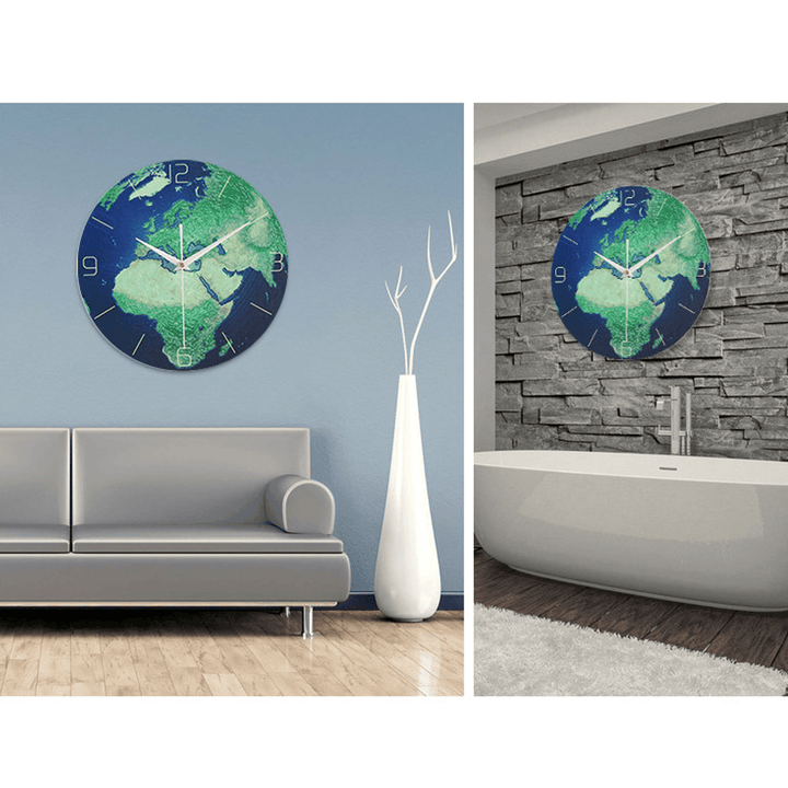 Retro Creative Wall Clock Luminous Earth Glow in the Dark Home Decor - Trendha