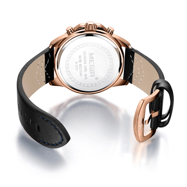 MEGIR 2103 Calendar Business Style Men Wrist Watch Luminous Display Quartz Watch with Box - Trendha