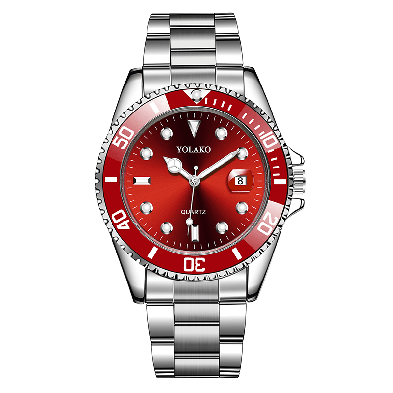 YOLAKO A0454 Classic Fashion Calendar Men Waterproof Stainless Steel Strap Quartz Watch - Trendha