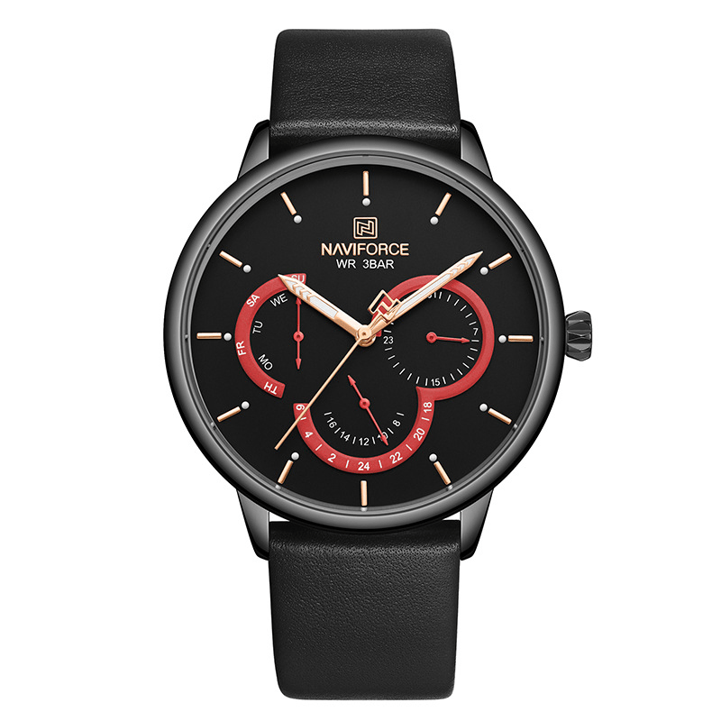 NAVIFORCE 3011 Ultra Thin Calendar Casual Style Men Wrist Watch Leather Band Quartz Watch - Trendha