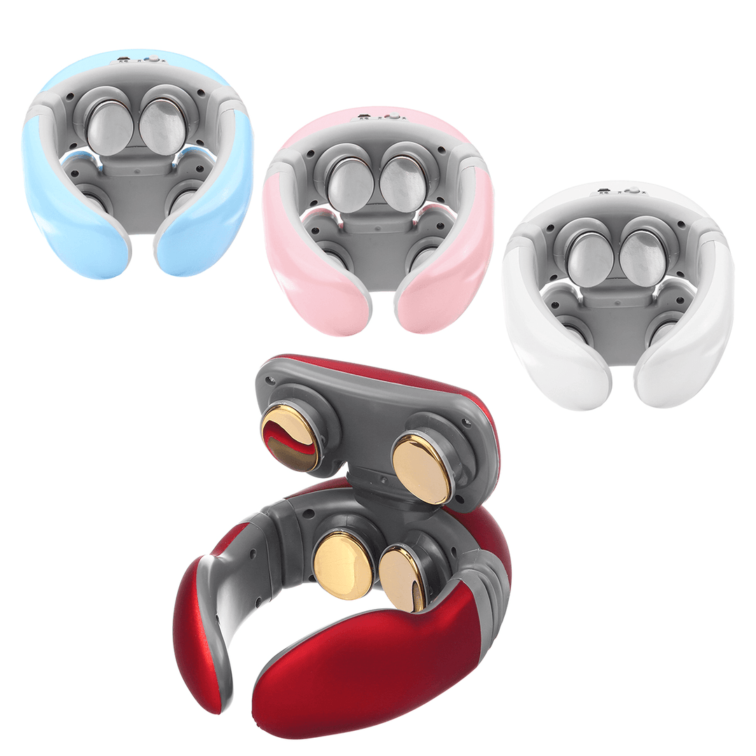 Multifunctional 4D Massager with Remote Control Electric Wireless TENS Pulse Hot Compress Neck Protector - Trendha