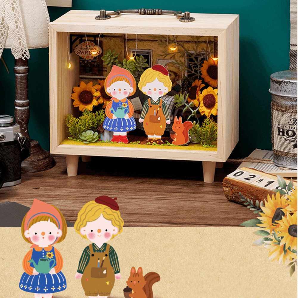 CUTEROOM DIY Wooden Box Series Hanamaji Trilogy Doll House Model Toy Gift Decoration for Girlfriend and Child - Trendha