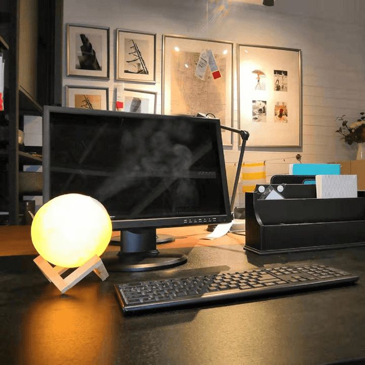 880ML 3D LED Night Light Air Humidifier Moon Lamp - Trendha