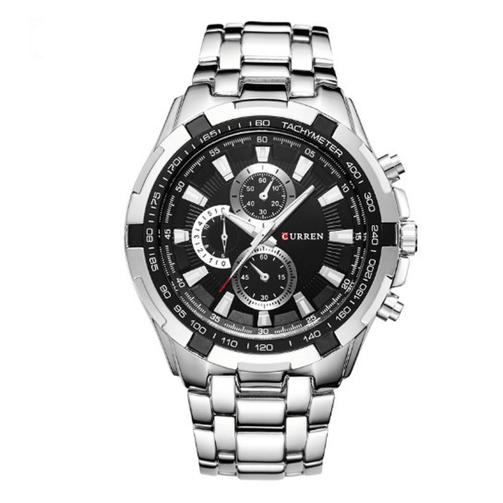 CURREN Business Fashion Time Display Stainless Steel Band 3ATM Waterproof Men Wristwatch Quartz Watch - Trendha
