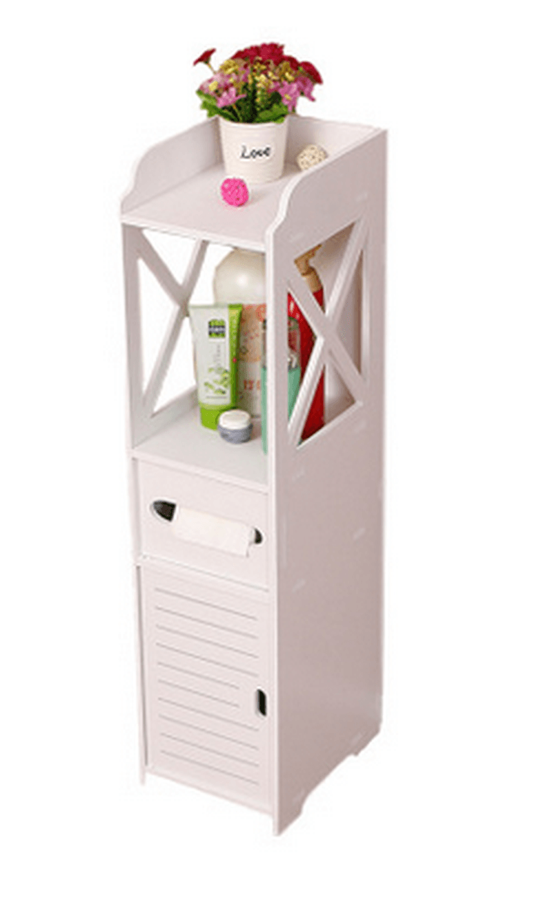 Bathroom Storage Cupboard Cabinet White Plastic Standing Paper Towel Organizer - Trendha