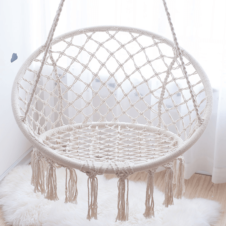 47.2Inch Portable Hanging Cotton Rope Macrame Swing Hammock Chairs Room Decoration Art 120Kg - Trendha