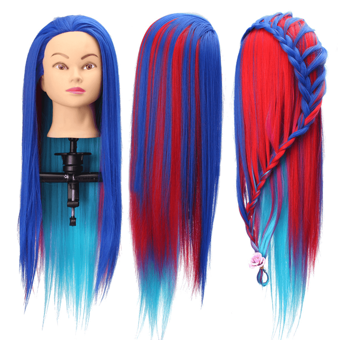 8 Colors Salon Hairdressing Braiding Practice Mannequin Hair Training Head Models with Clamp Holder - Trendha
