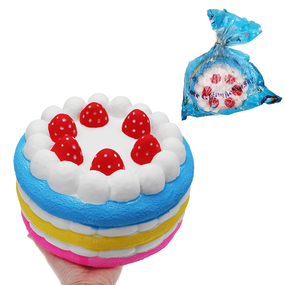 Giant Strawberry Cake Squishy 25*15CM Huge Slow Rising Soft Toy Gift Collection with Packaging - Trendha