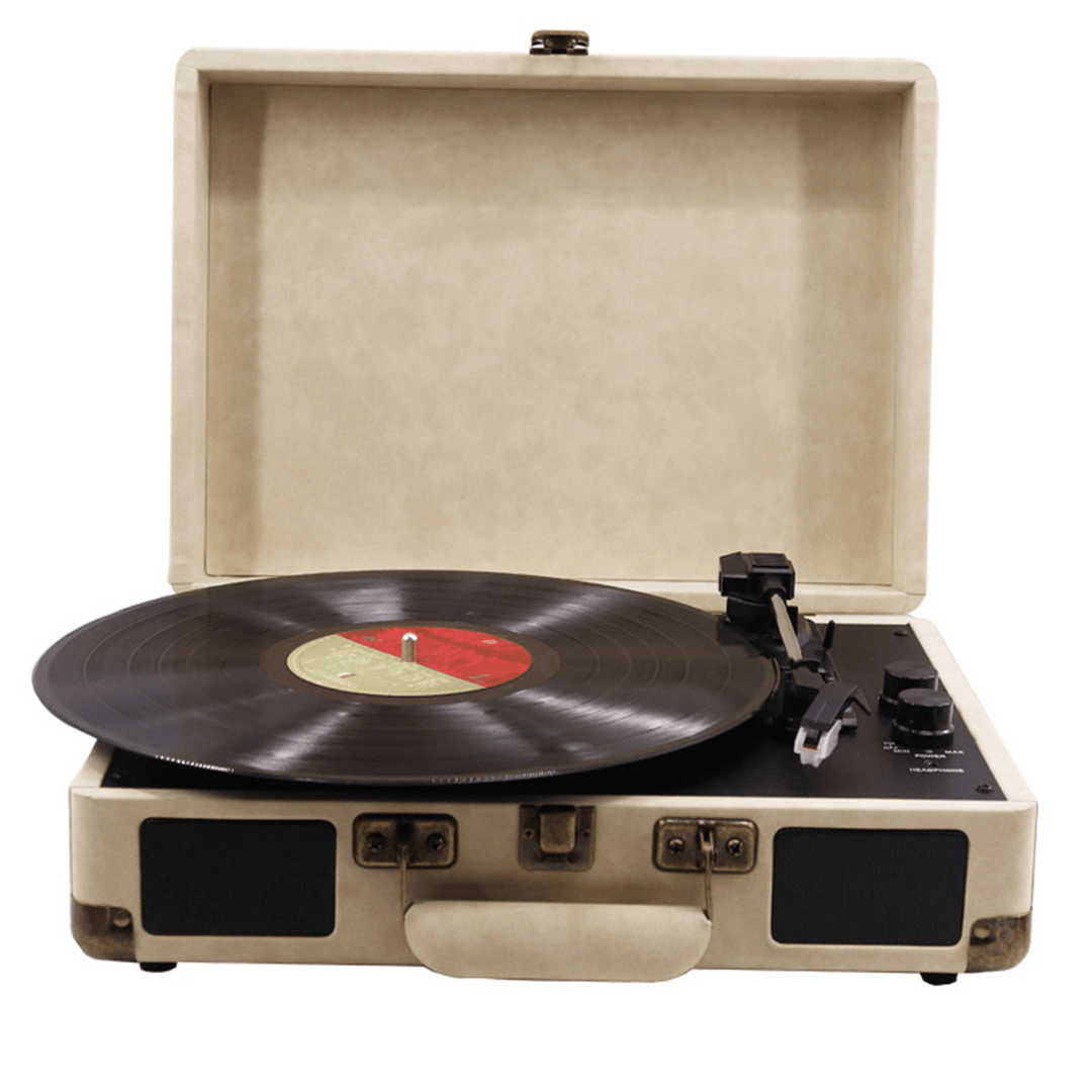 2 in 1 Retro Vinyl Record Player and Bluetooth Speaker Suitcase Turntables Record Player Built-In Audio USB Bluetooth Speaker - Trendha