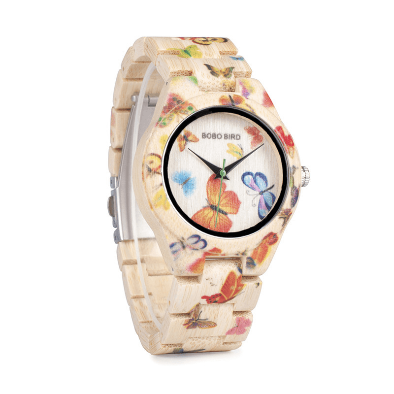 BOBO BIRD O20 Fashionable Bamboo Women Wrist Watch Hardlex Glass Wooden Quartz Watch - Trendha