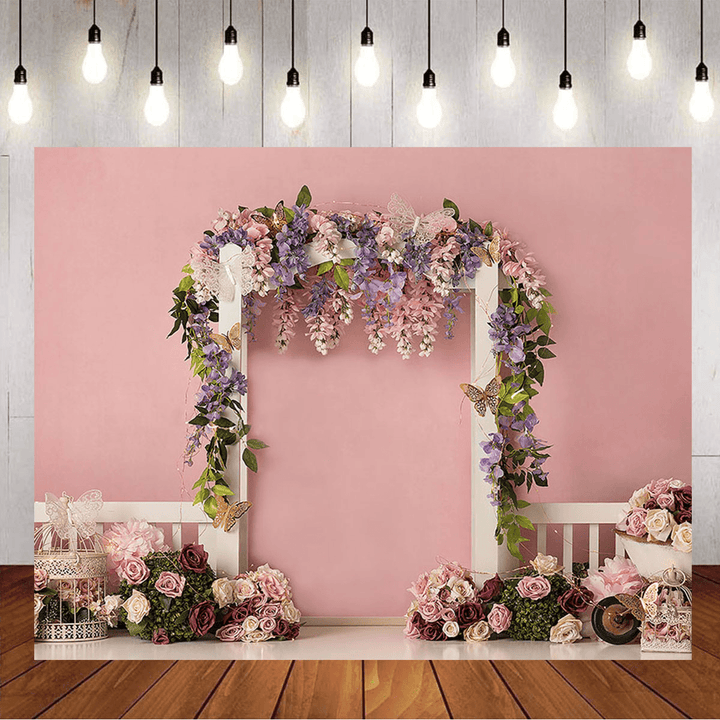 5X3Ft 7X5Ft 9X6Ft Pink Wall Rose Flower Decor Photography Backdrop Background Studio Prop - Trendha