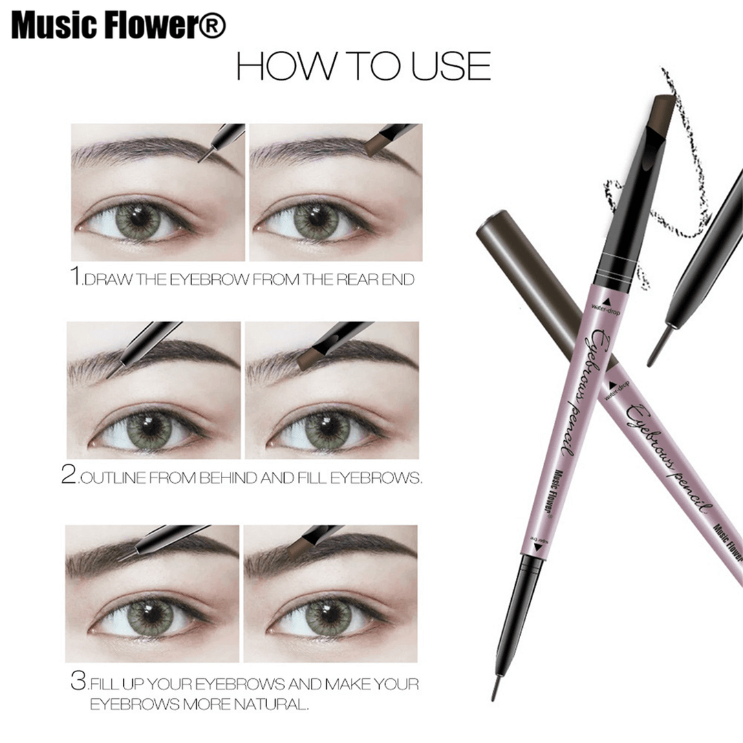 Music Flower Double Head Waterproof Eyebrow Pen Eye Brow Enhancers Makeup Tools - Trendha