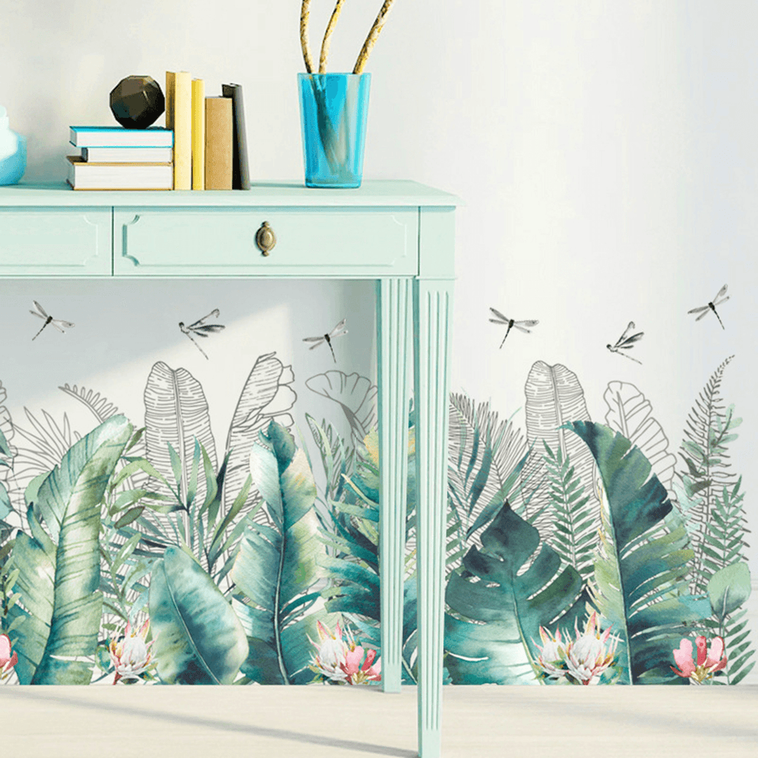 Wall Stickers DIY Tropical Palm Leaves Wallpaper Home Bedroom Decoration - Trendha