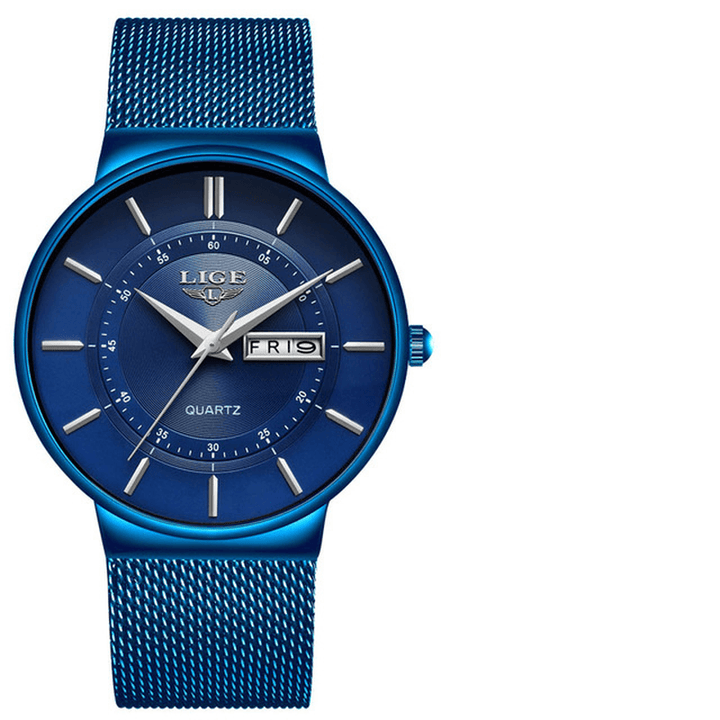 LIGE 9949 Business Style Full Steel Band Quartz Watch Waterproof Men Wrist Watch - Trendha