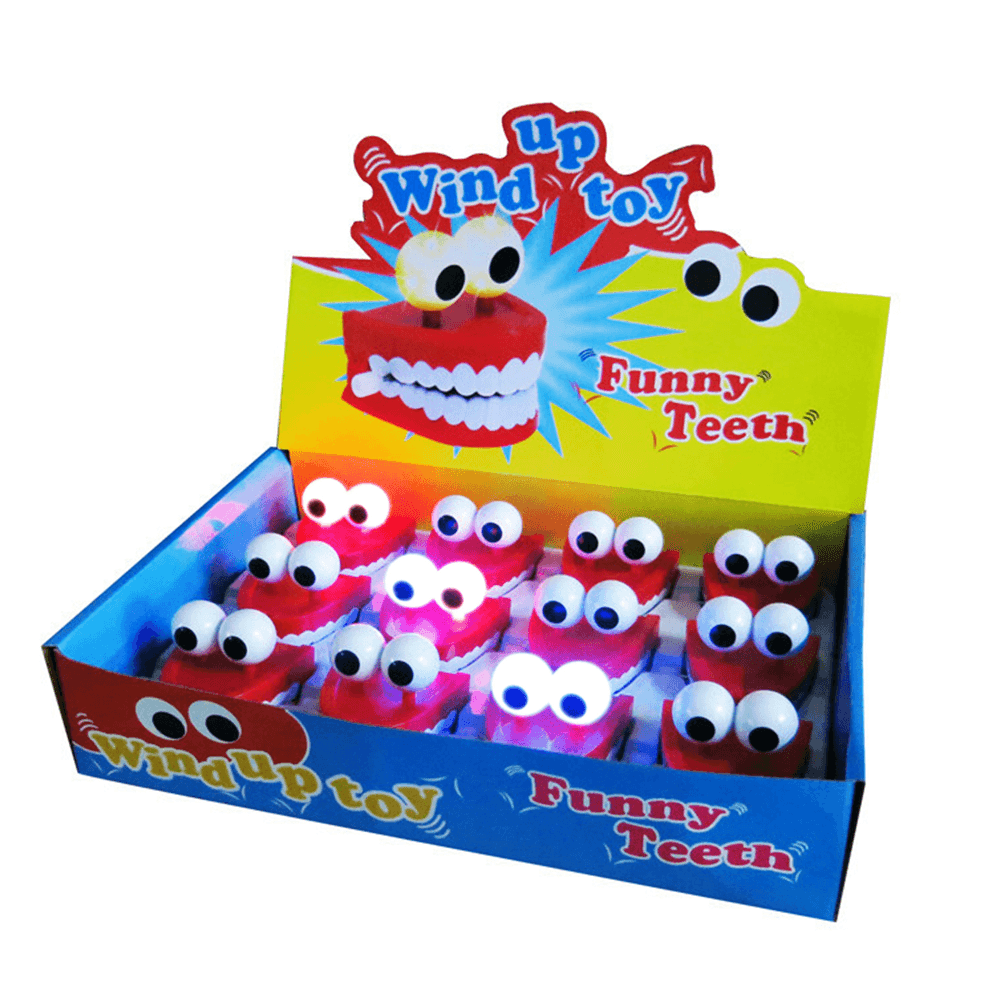 1Pc Clockwork Jumping Teeth Red Wind up Funny Mouth Tooth with Eyes Flashing Novelties Trick Toys - Trendha